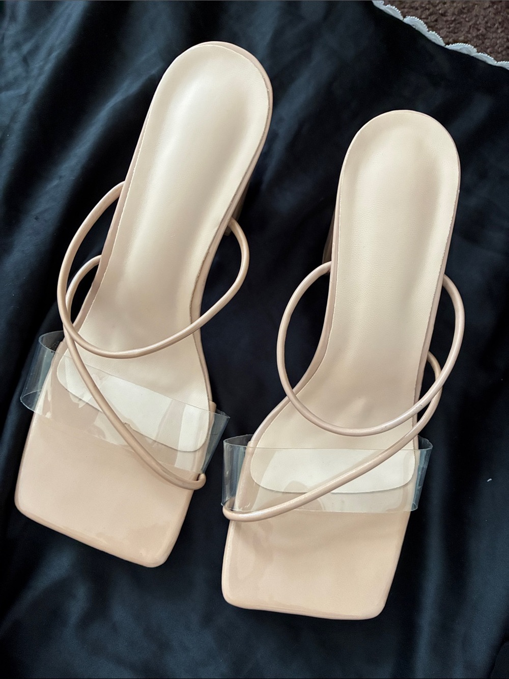 Nude Square-Toe Heels